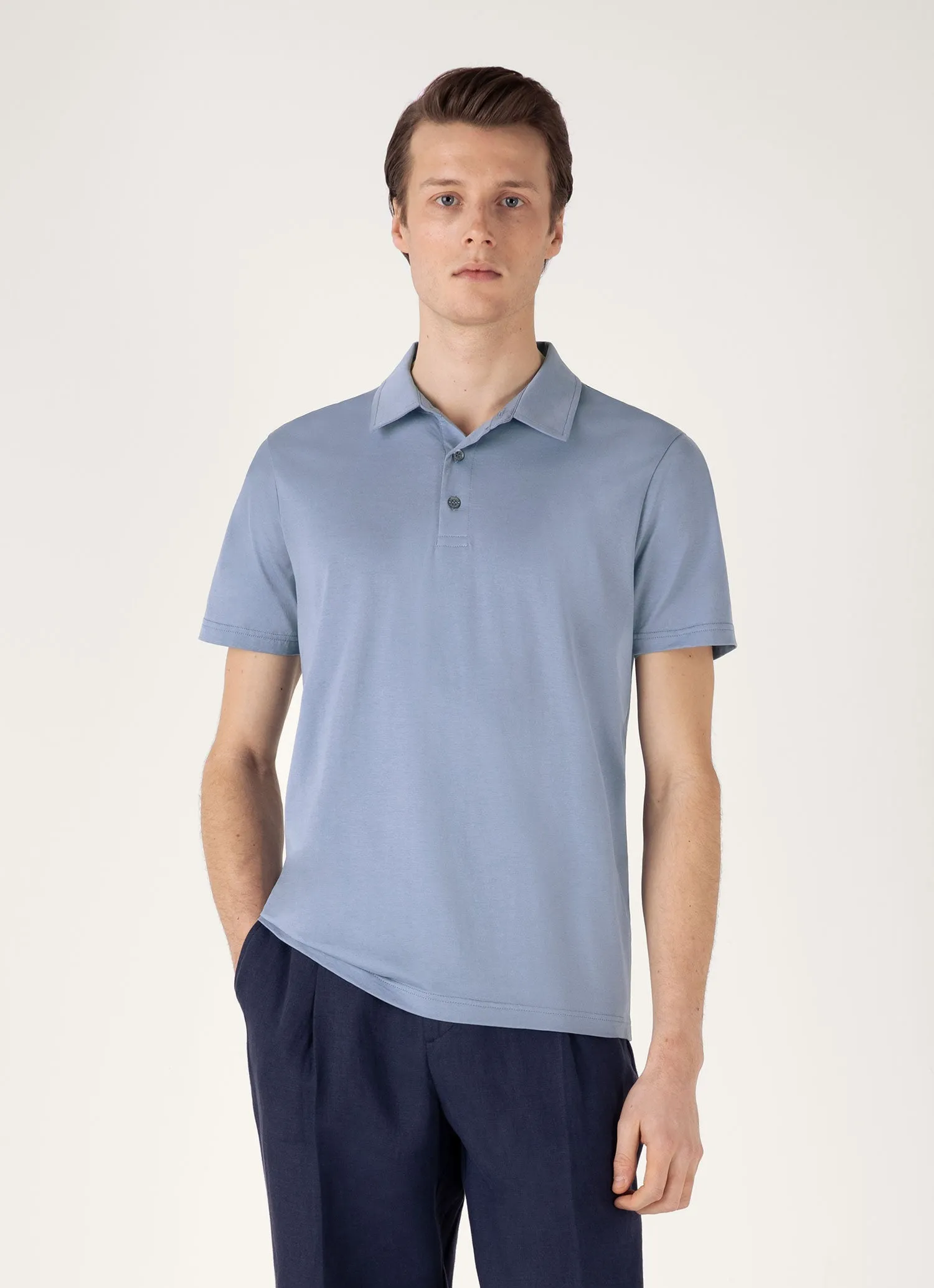 Men's Classic Jersey Polo Shirt in Vintage Blue MultipurposeCuffs Timeless Comfort Wear