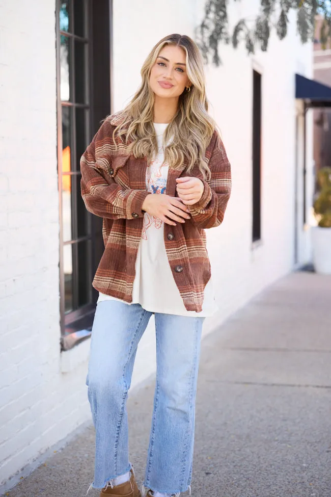Timeless Fashion Shayla Brown and Taupe Flannel Shacket