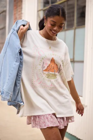 Hippie Cowgirl Club Off White Oversized Graphic Tee Campus Vibe