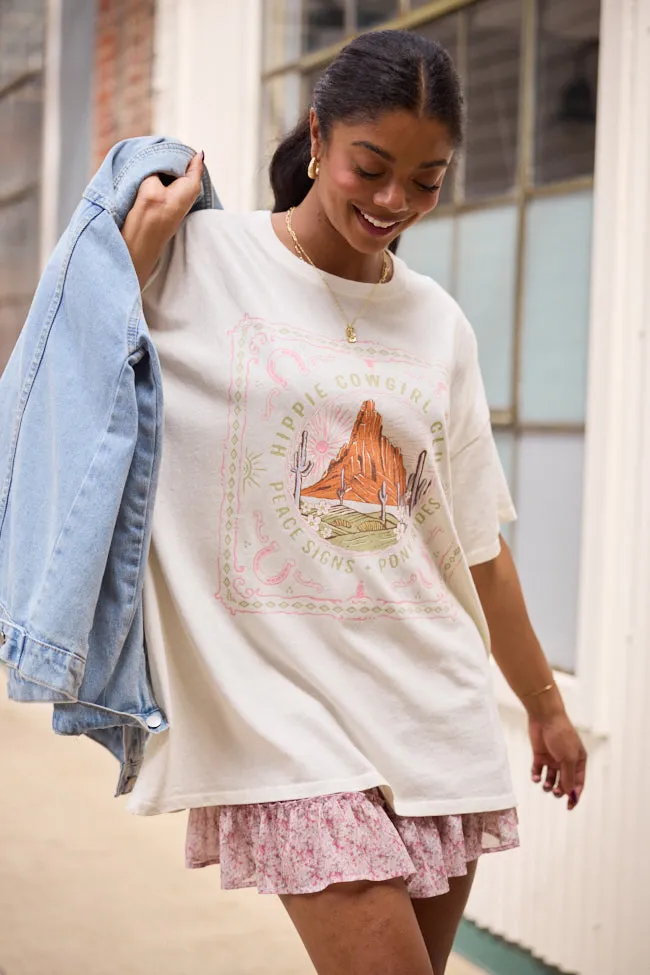 Hippie Cowgirl Club Off White Oversized Graphic Tee Campus Vibe