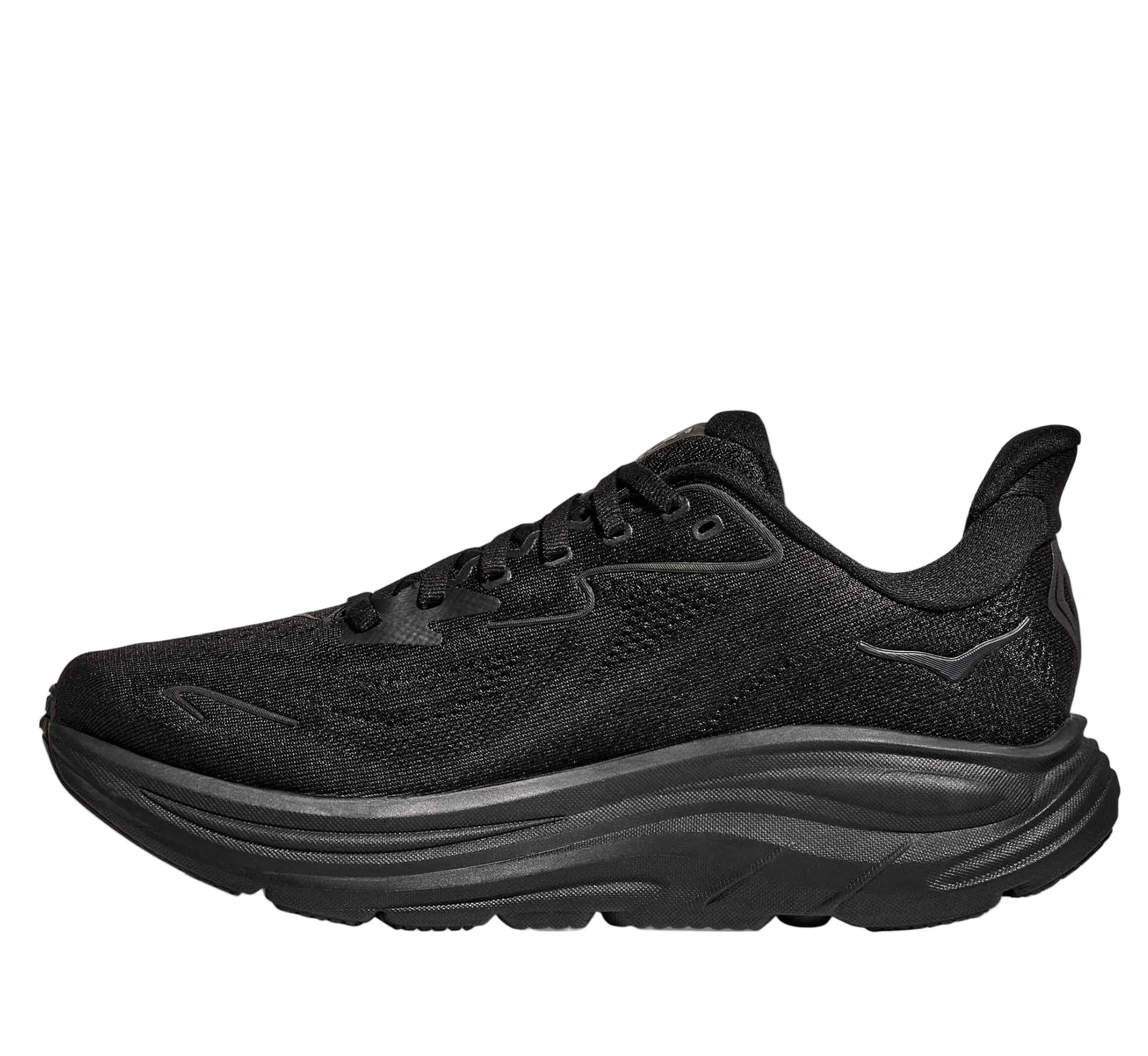 Hoka Mens Trainer Clifton 10 Black/Black Biomechanical Flex Grooves