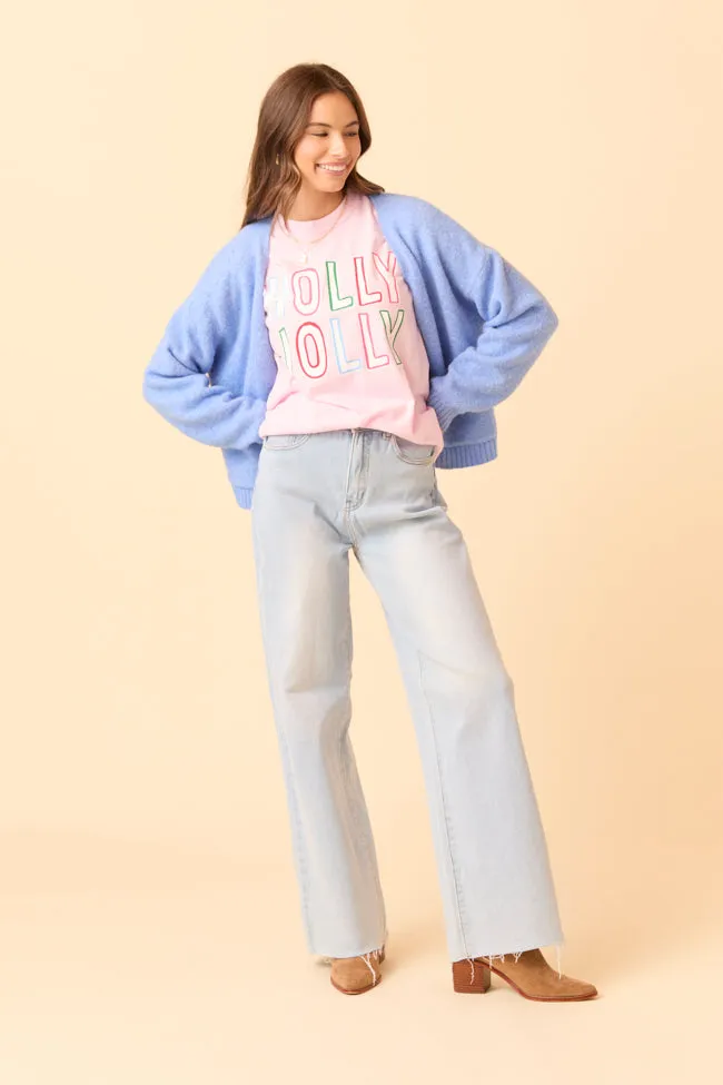 Warm Tracksuit Basic Wardrobe Holly Jolly Light Pink Graphic Tee