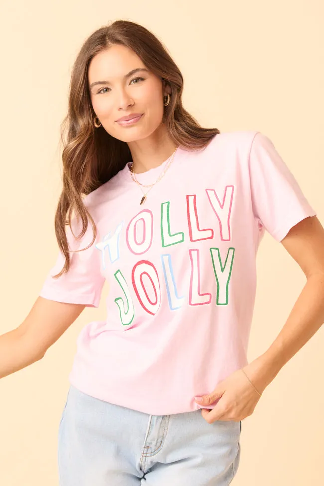Timeless Fashion Holly Jolly Light Pink Graphic Tee
