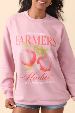 Honeycrisp Apples Farmers Market Mauve Graphic Sweatshirt Stylish accessories clean look