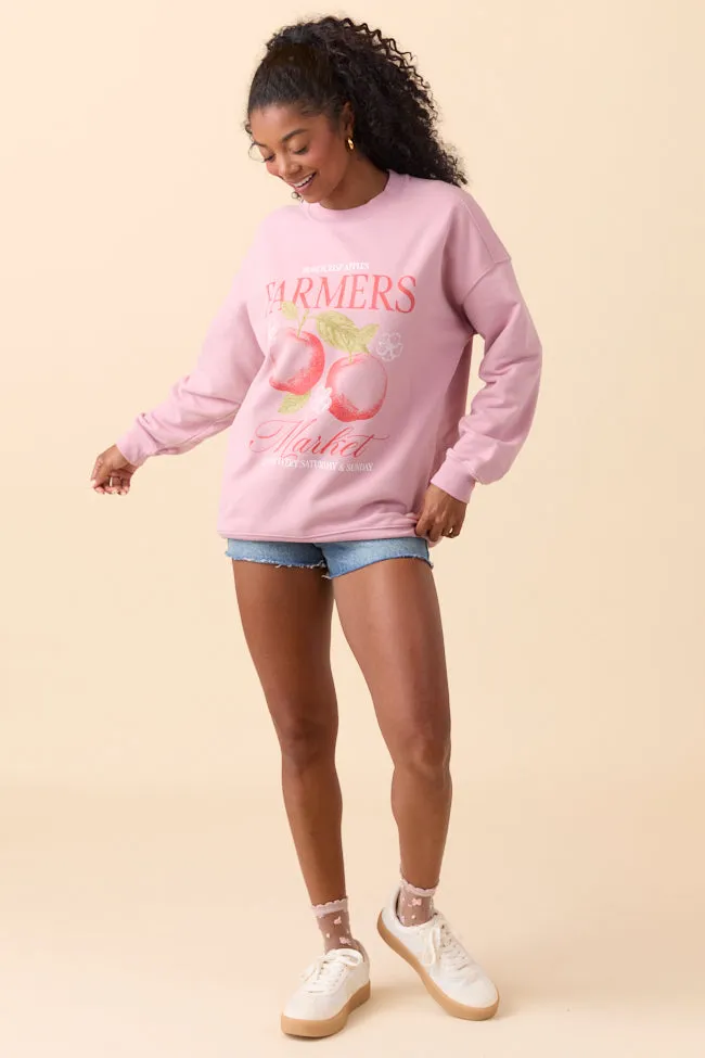 Active Apparel NonSlipTrims Honeycrisp Apples Farmers Market Mauve Graphic Sweatshirt