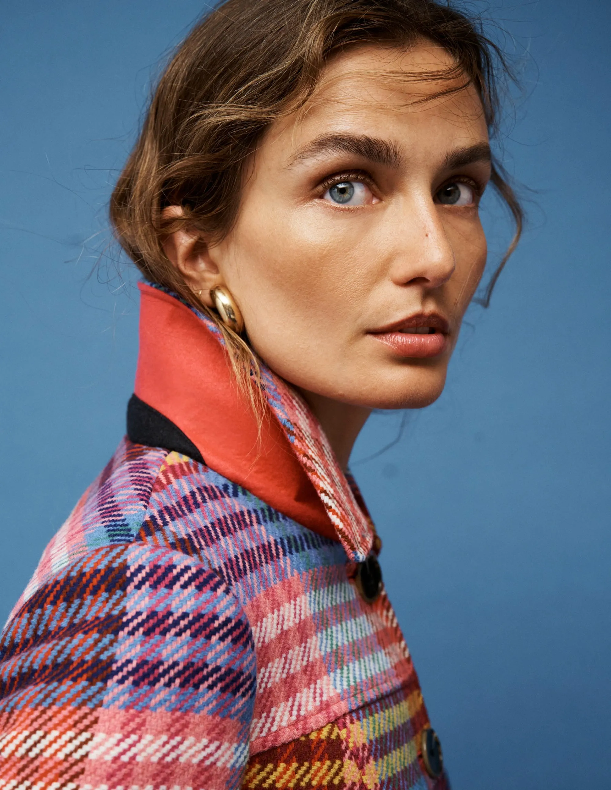 St Albans Coat-Rainbow Blanket Multi Gingham Windproof Inner Layer