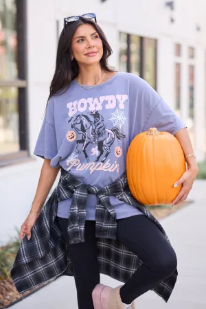 Howdy Pumpkin Dusty Navy Oversized Graphic Tee SALE ShockAbsorbent Padding Lightweight Layering