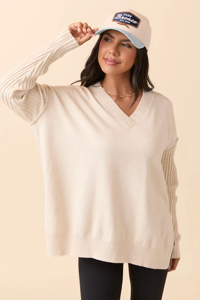 Flexible Material Mariah Ivory Relaxed Long Sleeve Pullover Tunic SALE