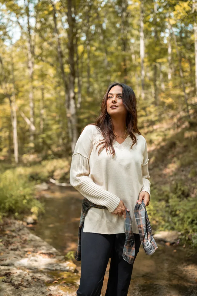 Clear Glow TearResistant Mariah Ivory Relaxed Long Sleeve Pullover Tunic SALE