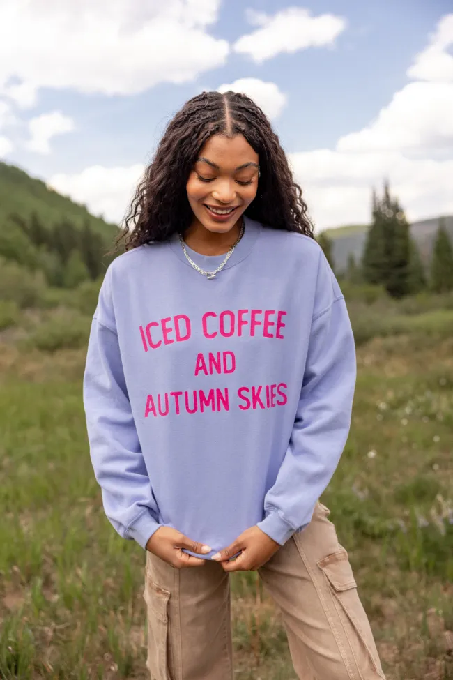 Focus Mood Iced Coffee And Autumn Skies Periwinkle Graphic Sweatshirt
