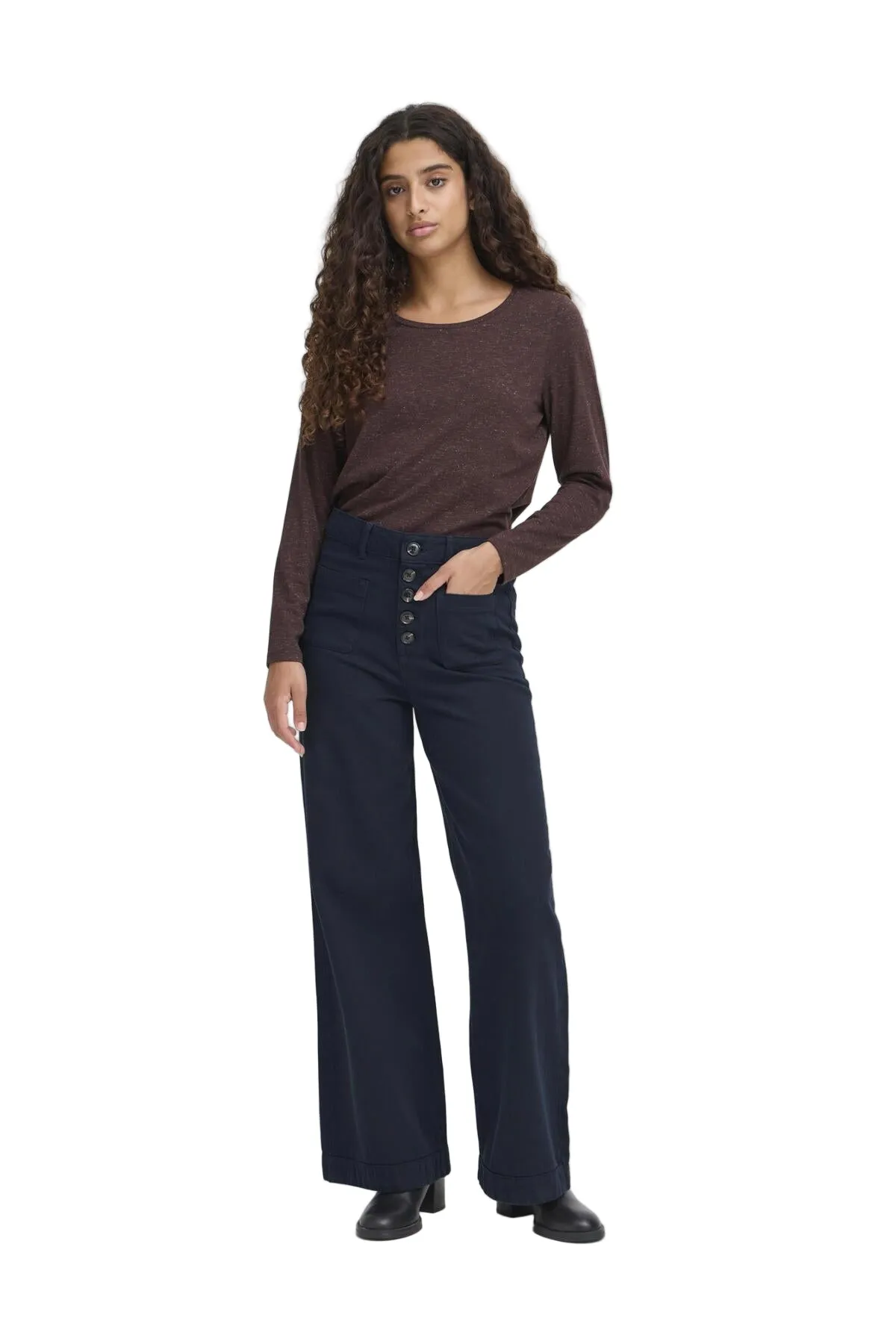 Relaxed Basics Ichi Womens Jeans Hezano Dark Navy