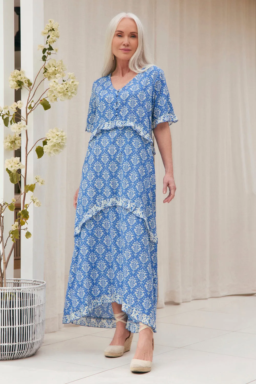 Indie Midi Dress in Bagru Bold Statement