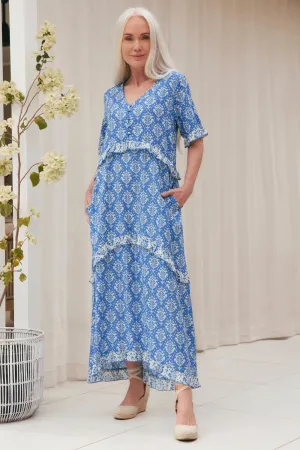 Indie Midi Dress in Bagru MoldResistantTexture Classic Layering