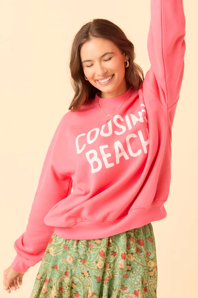 Cousins Beach Light Red Graphic Sweatshirt EcoFriendly Dye casual top