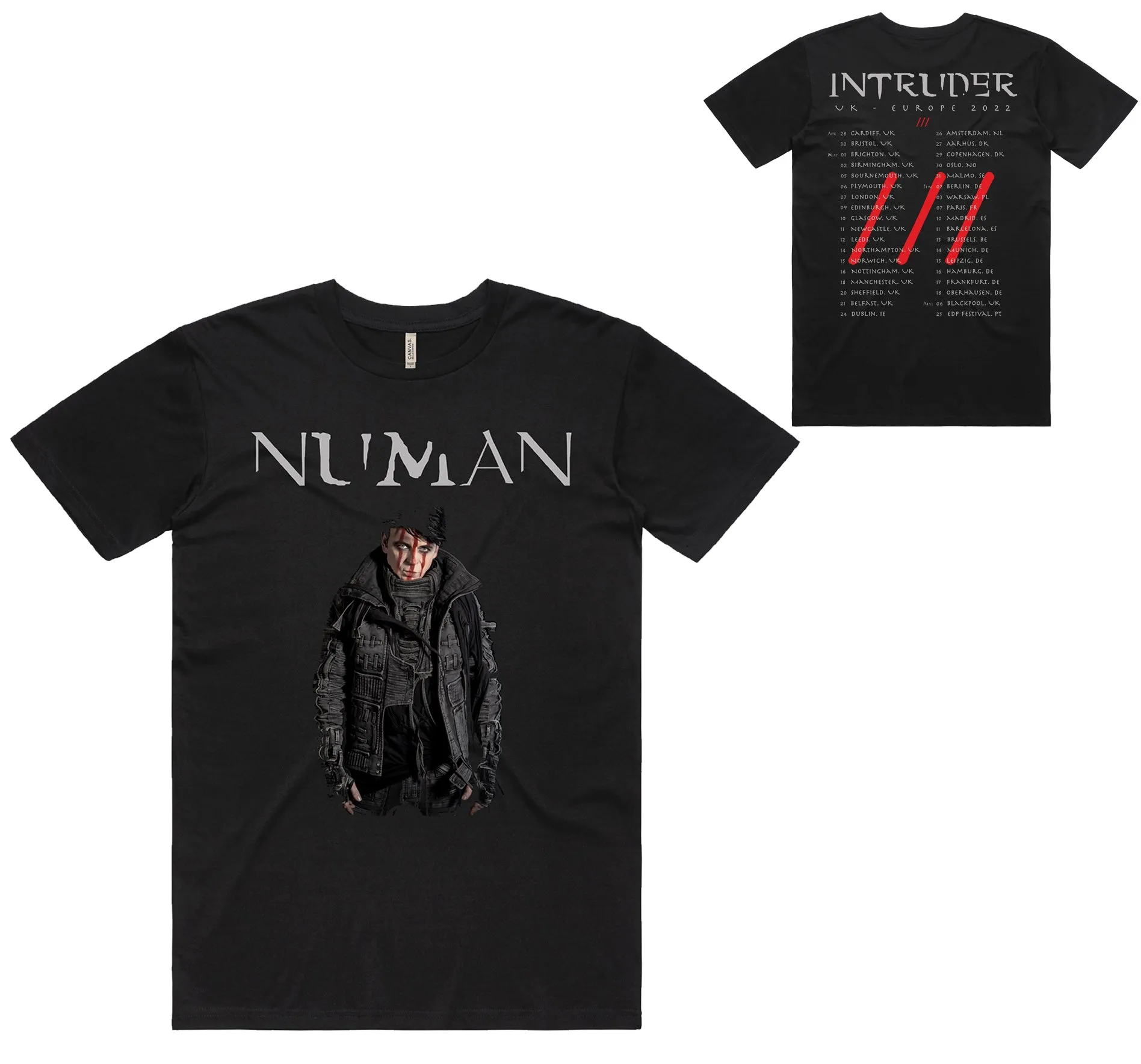Intruder Tour Dates T-Shirt Raw Edge Hem