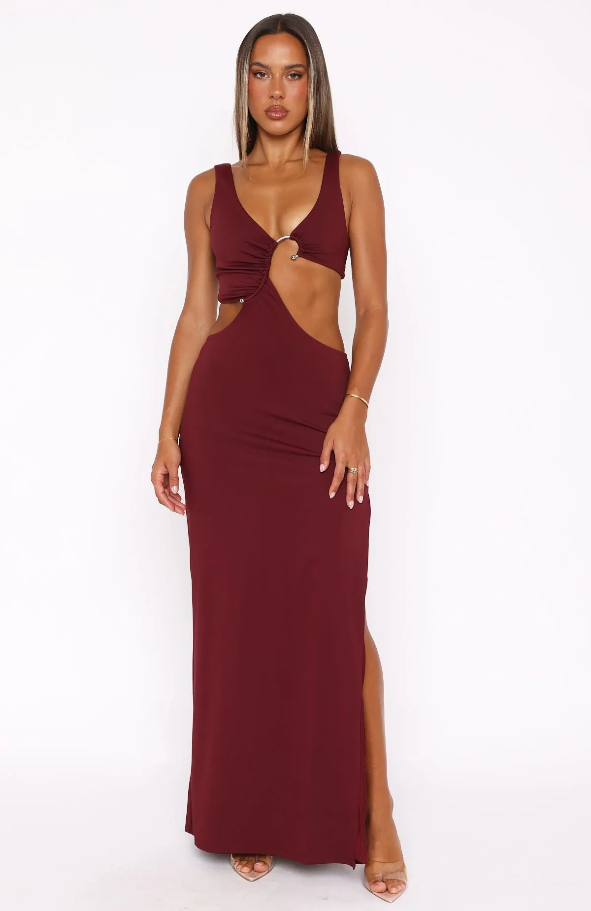 It Feels Wrong Maxi Dress Burgundy Youthful Look