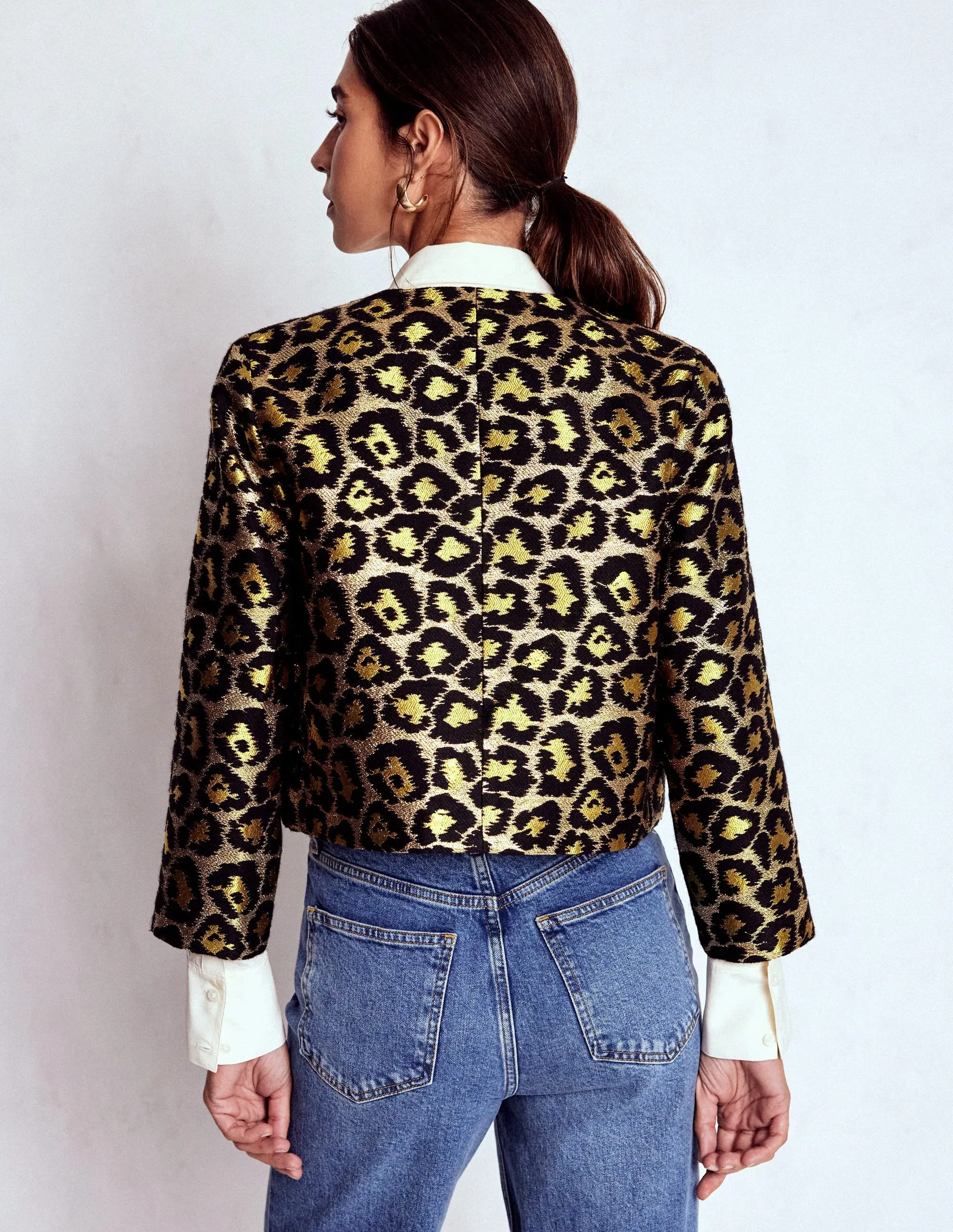 Jacquard Leopard Jacket-Leopard, Lurex Jacquard Crisp Weather Fit