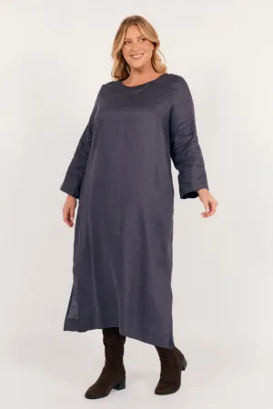 Jarla Linen Midi Dress in Charcoal Everyday Piece Neutral Aesthetic