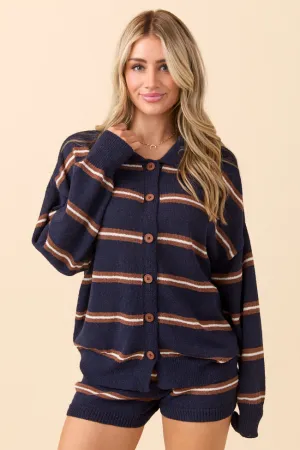Jeannie Navy Stripe Cardigan Coastal Chic
