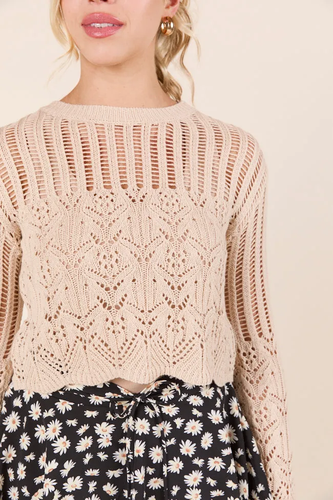 Denim style Halo Glow Jenn Natural Open Knit Sweater