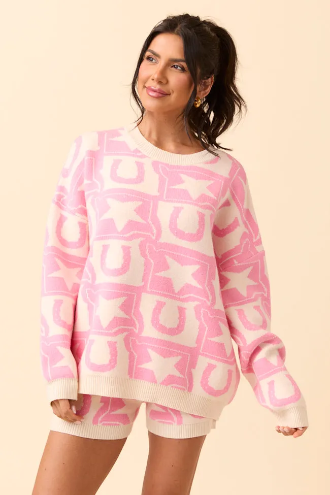 Gentle Glow AbrasionResistant Fabric Jolene Pink Western Icon Lounge Sweater