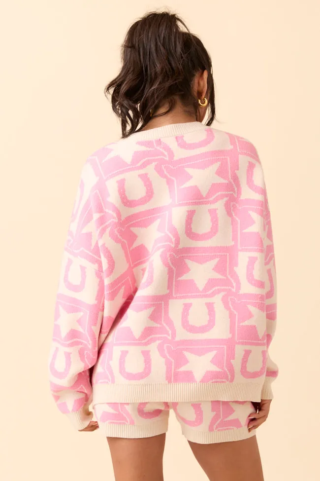 Jolene Pink Western Icon Lounge Sweater Flexible Fit Road Soul