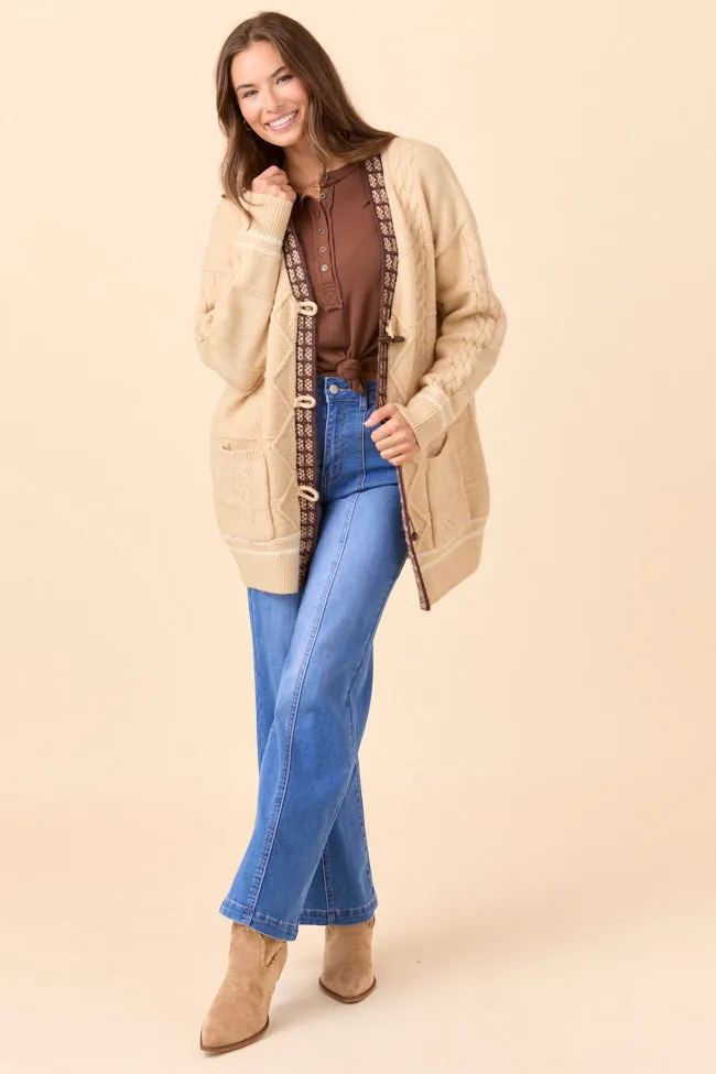 Josephine Tan Knit Cardigan FlexibleElasticity