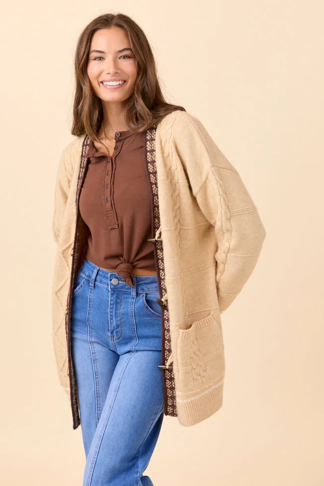Josephine Tan Knit Cardigan Happy Core Casual Trousers