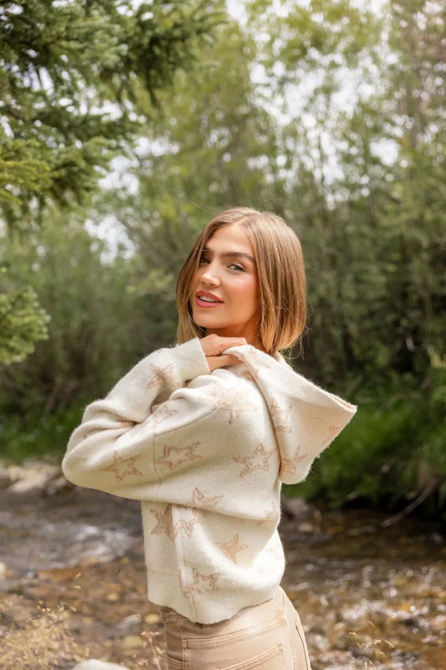 Trendy Fashion Hygienic Finish June Star Print Zip Up Sweater SALE