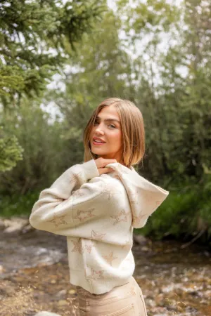 Trendy Fashion Hygienic Finish June Star Print Zip Up Sweater SALE