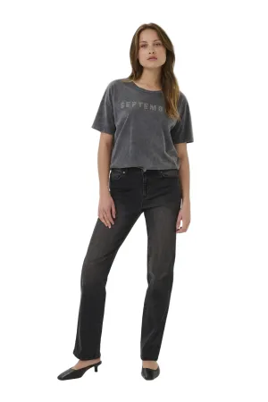 KAFFE 10510727 Dark grey wash Shopping Day Street Fashion Textured Relaxed Style City Walk Trend Setter