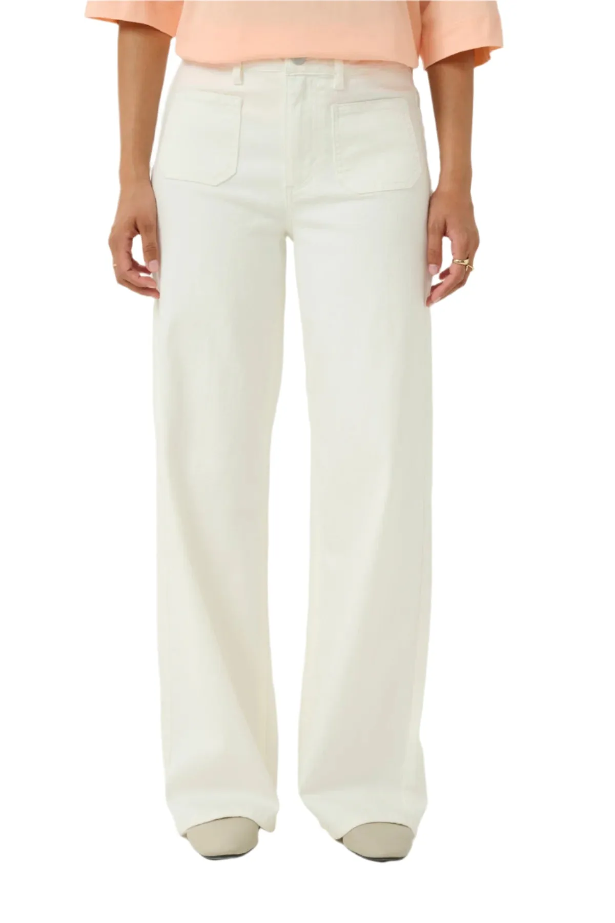 Kaffe Womens Jeans Karla Twill Chalk Minimalist Styling