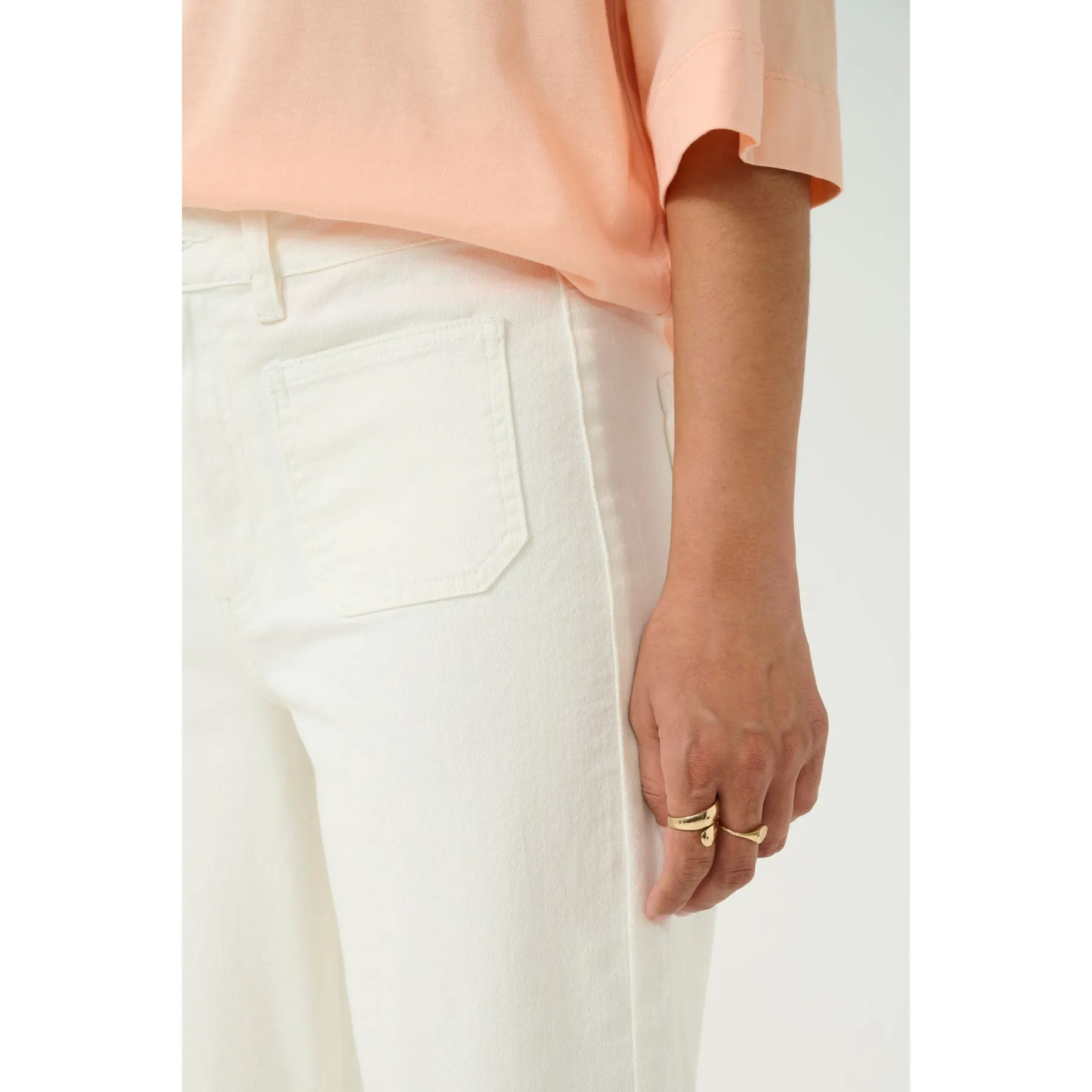 Kaffe Womens Jeans Karla Twill Chalk Sustainable Dye Methods Festival Outfit Date Night Professional Wear