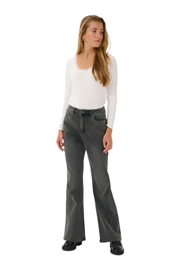 Kaffe Womens Jeans Sinem HW Flared Medium Grey Denim Active Touch