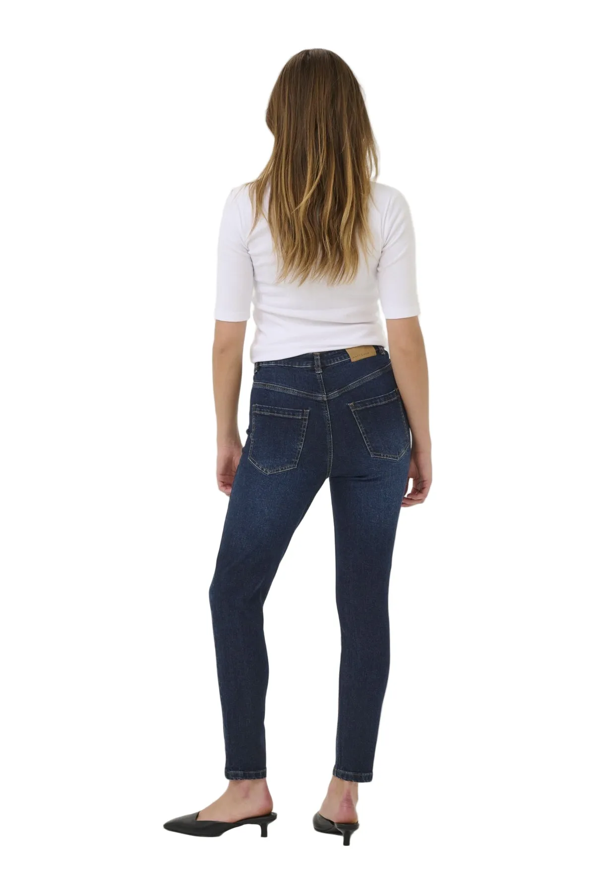 Kaffe Womens Jeans Willow HW Slim Fit Dark Blue Denim Balanced Piece