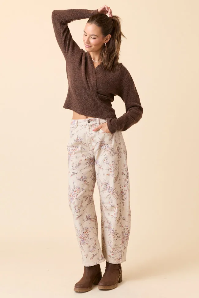 Kayce Chocolate Brown Hooded V-Neck Surplice Sweater smooth zipper