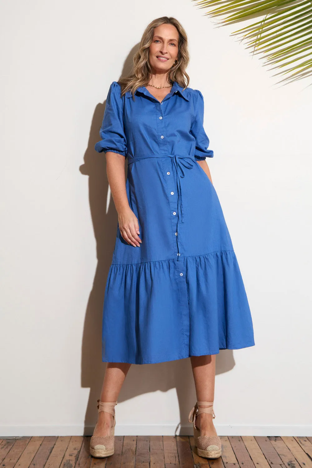 Kenny Collared Maxi Dress in Yale Blue Edgy Layers Smart Casual