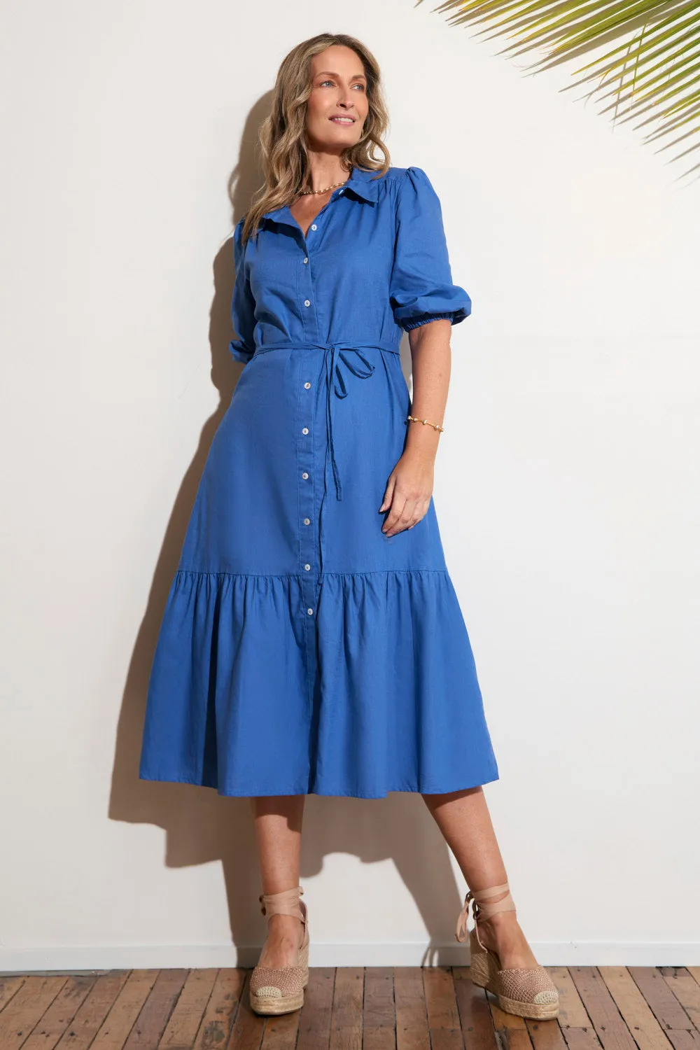 Kenny Collared Maxi Dress in Yale Blue Cozy Vibe Modern Layering