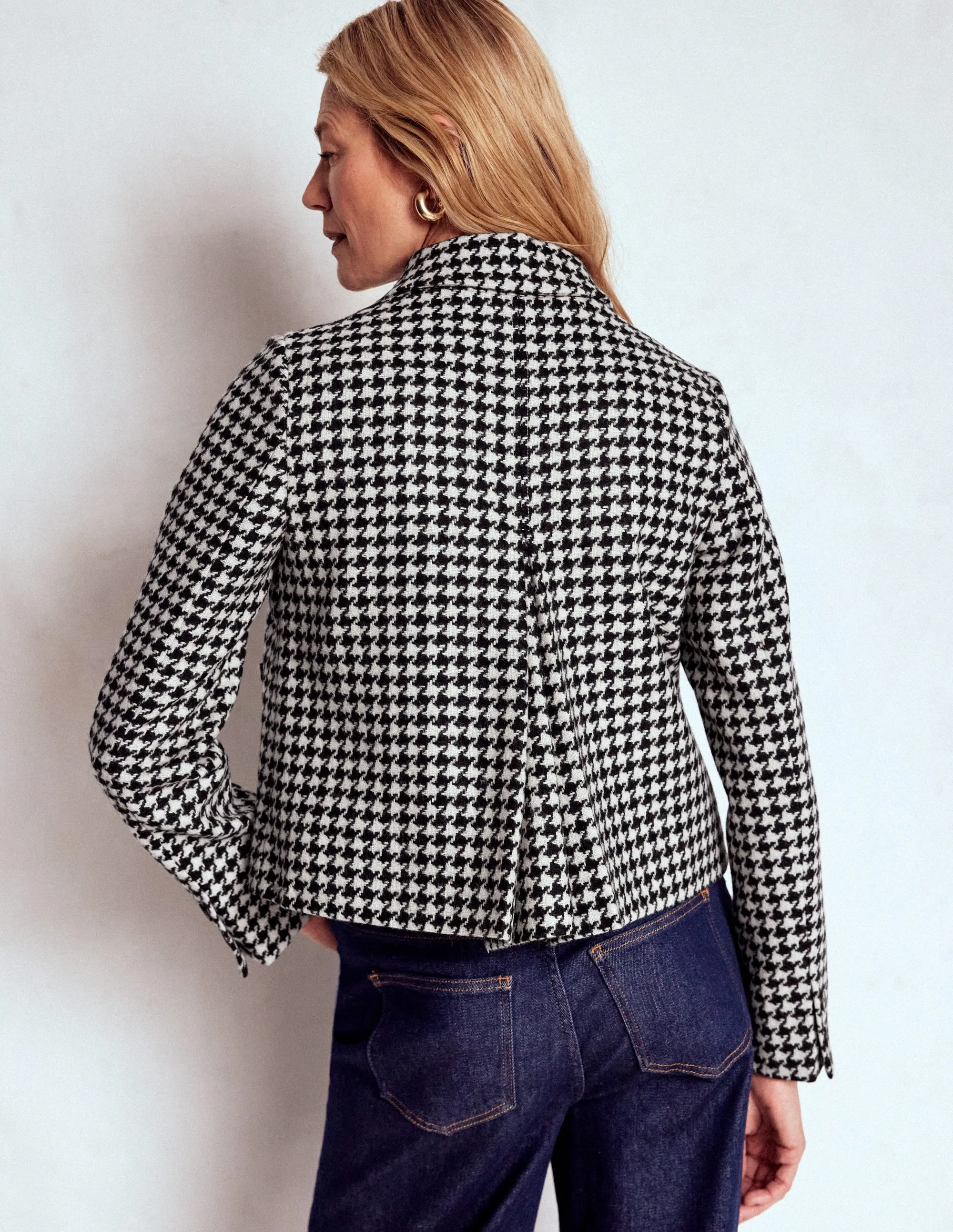 Knightsbridge Wool Jacket-Black Dogstooth Casual Style RecycledPolyester