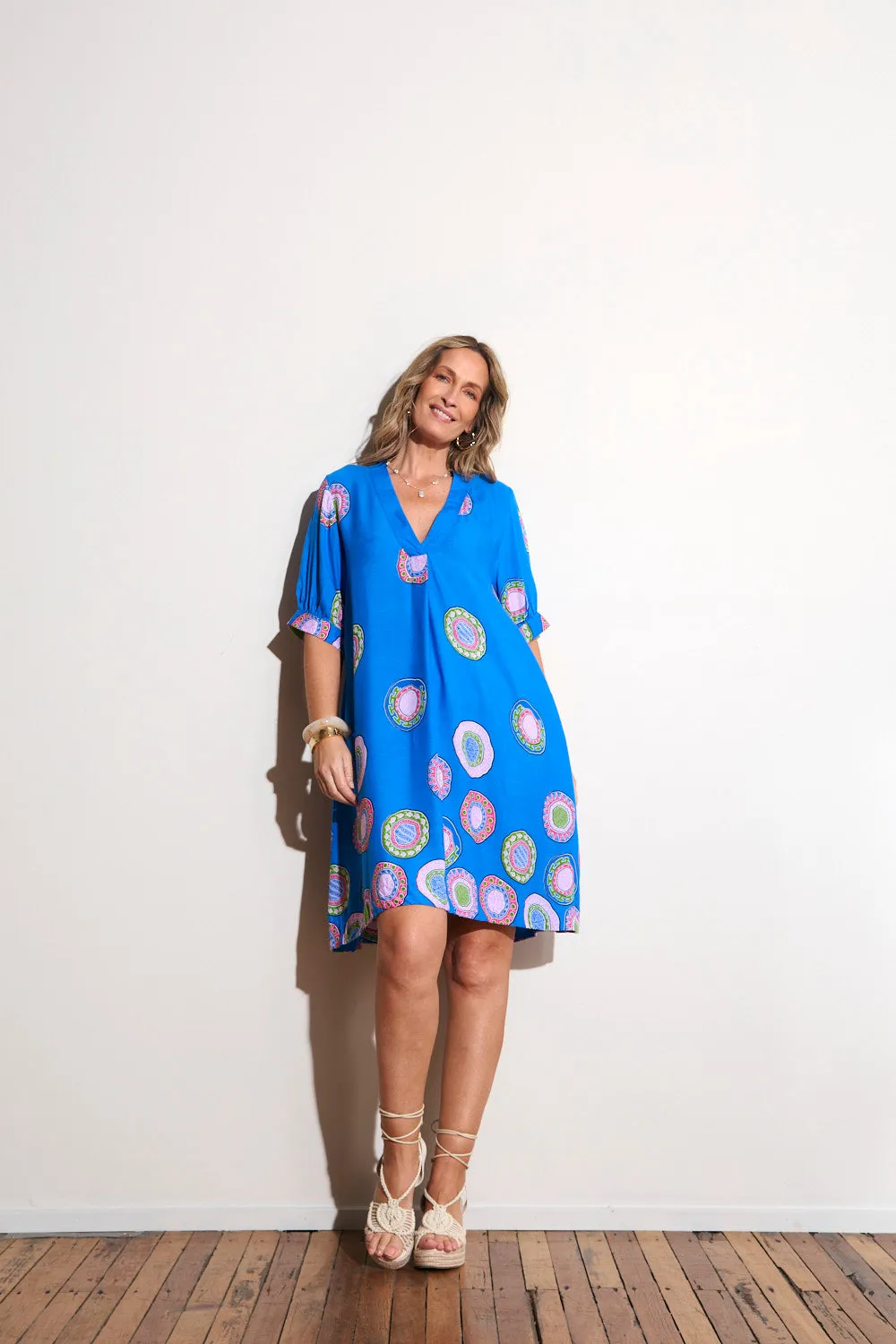 Kora Puff Sleeve Dress in Lumina Beaded-Sleeve