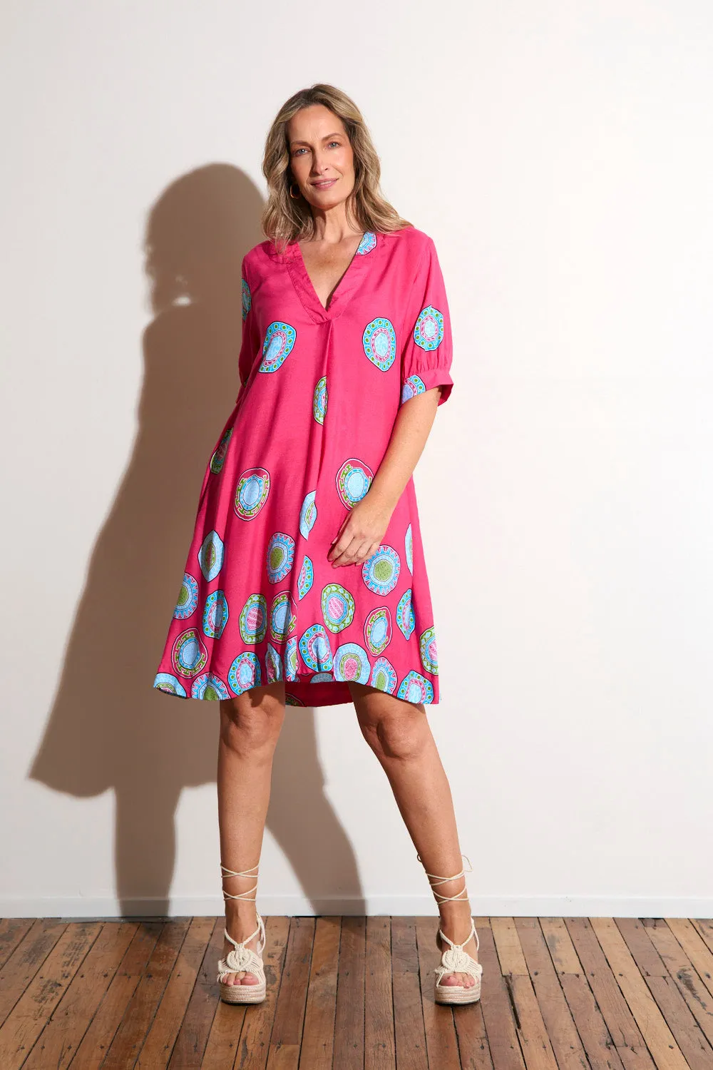 Kora Puff Sleeve Dress in Paloma Layered Volume