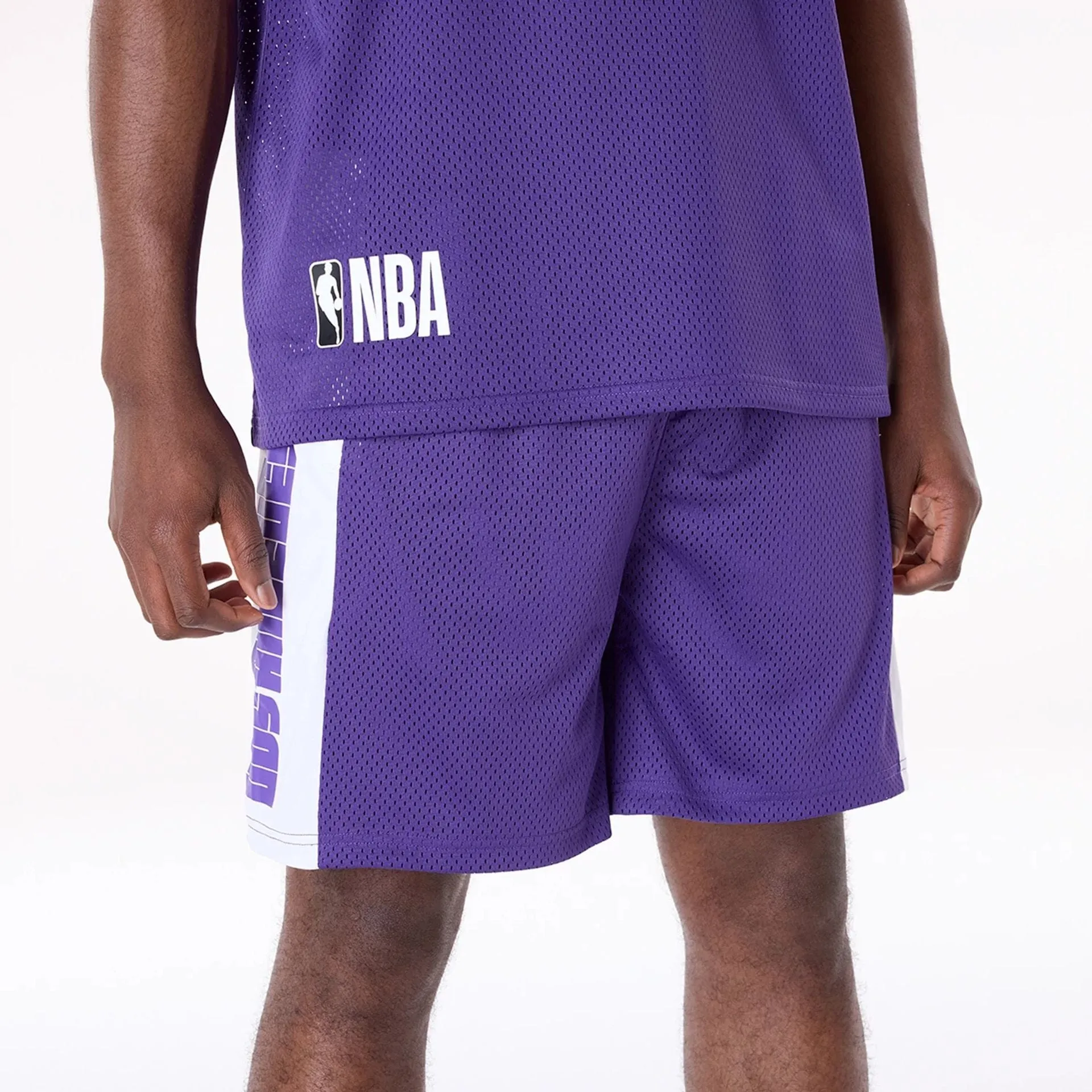 sports accessory Mid - rise LA Lakers NBA Graphic Purple Mesh Shorts