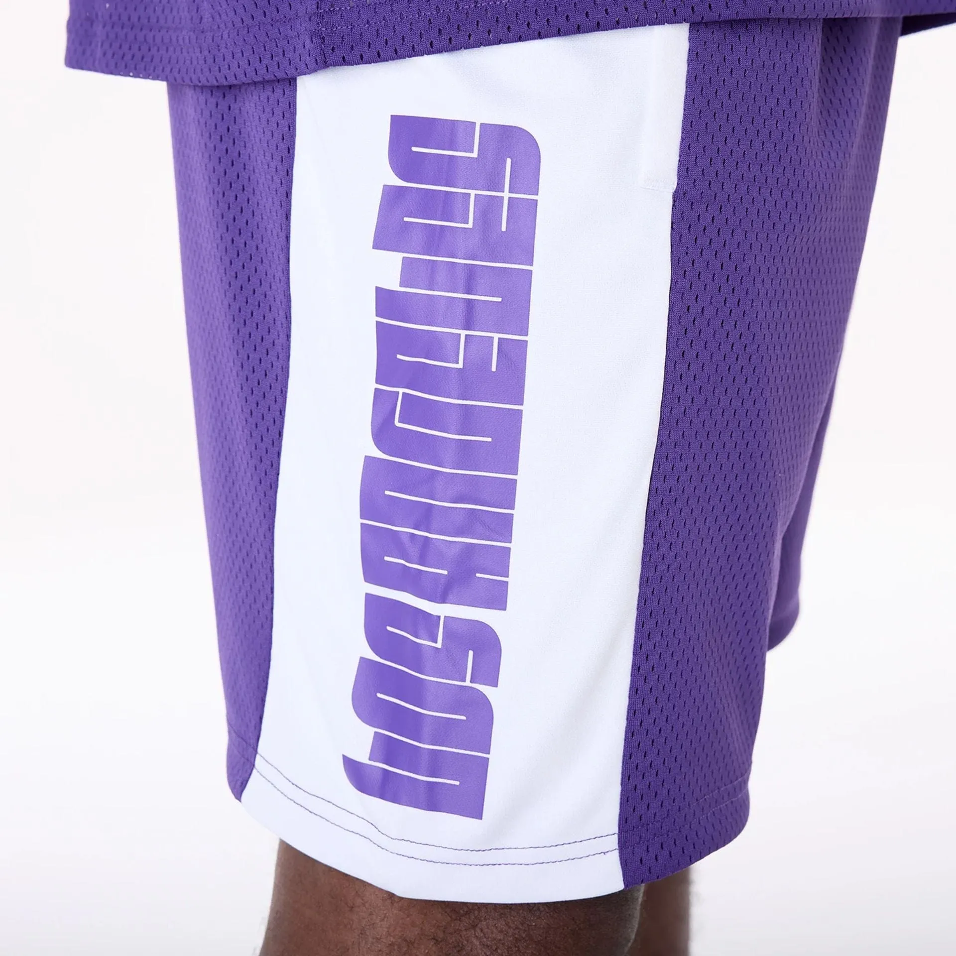 LA Lakers NBA Graphic Purple Mesh Shorts Performance Look Breeze Friendly
