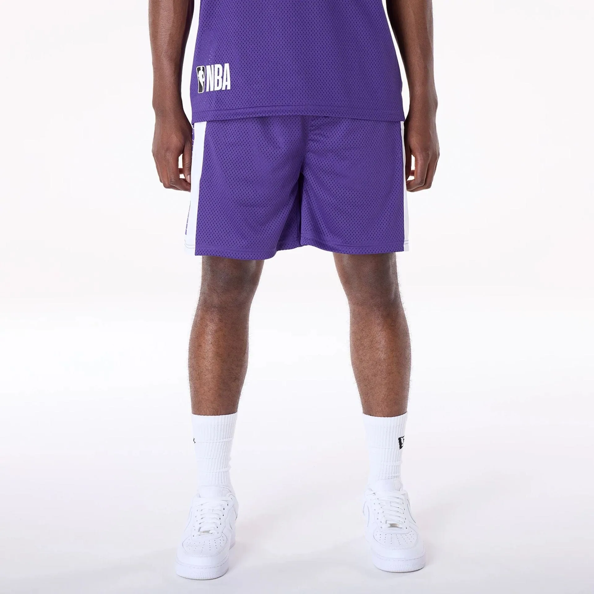Camouflage Pattern LA Lakers NBA Graphic Purple Mesh Shorts
