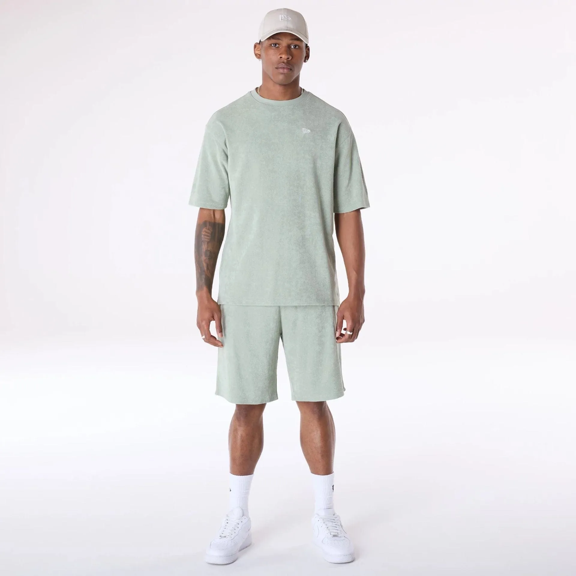 New Era Towelling Pastel Green Shorts Light Active Relaxed Flex