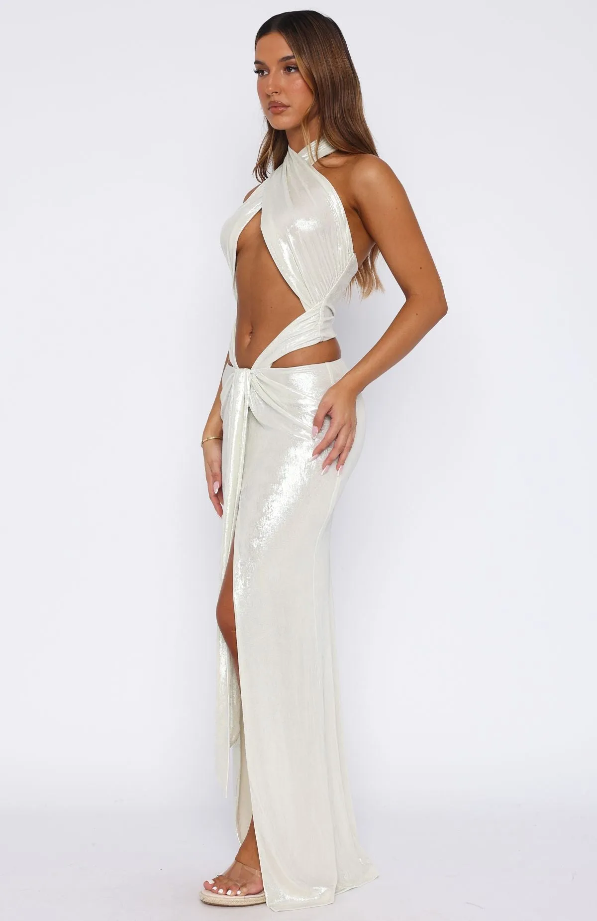 I'm On Call Halter Maxi Dress Pearl Runway-Ready Daily Wear