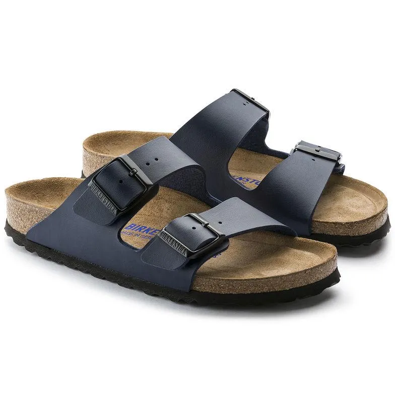 Flex Technology Supportive Cushion Birkenstock Women's Arizona Soft Footbed Navy Birko-Flor