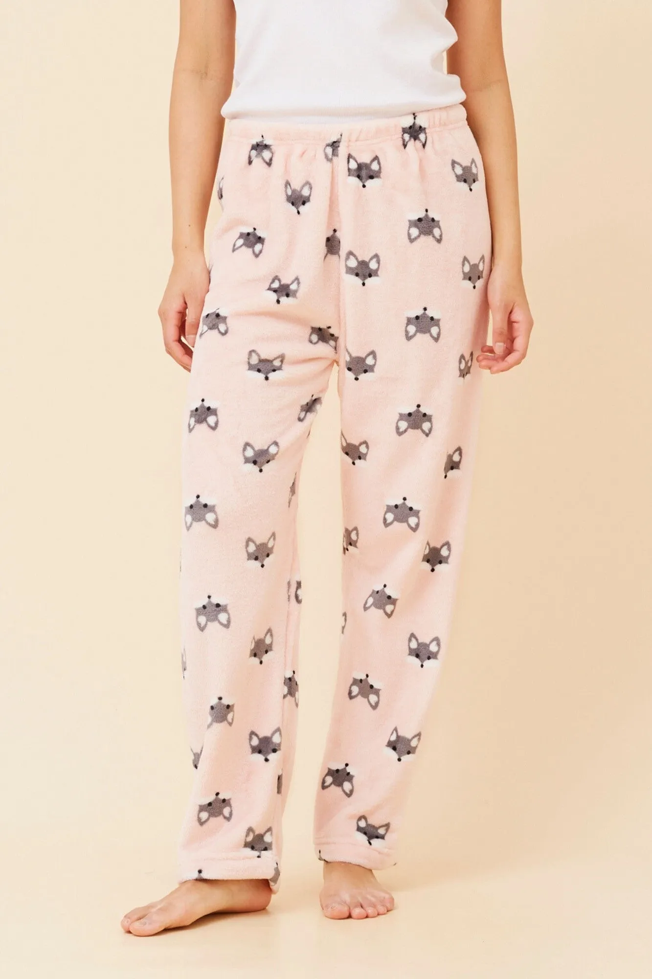 LEE FOX PRINT PLUSH PYJAMA PANTS Stain Release Finish Flexible Leg