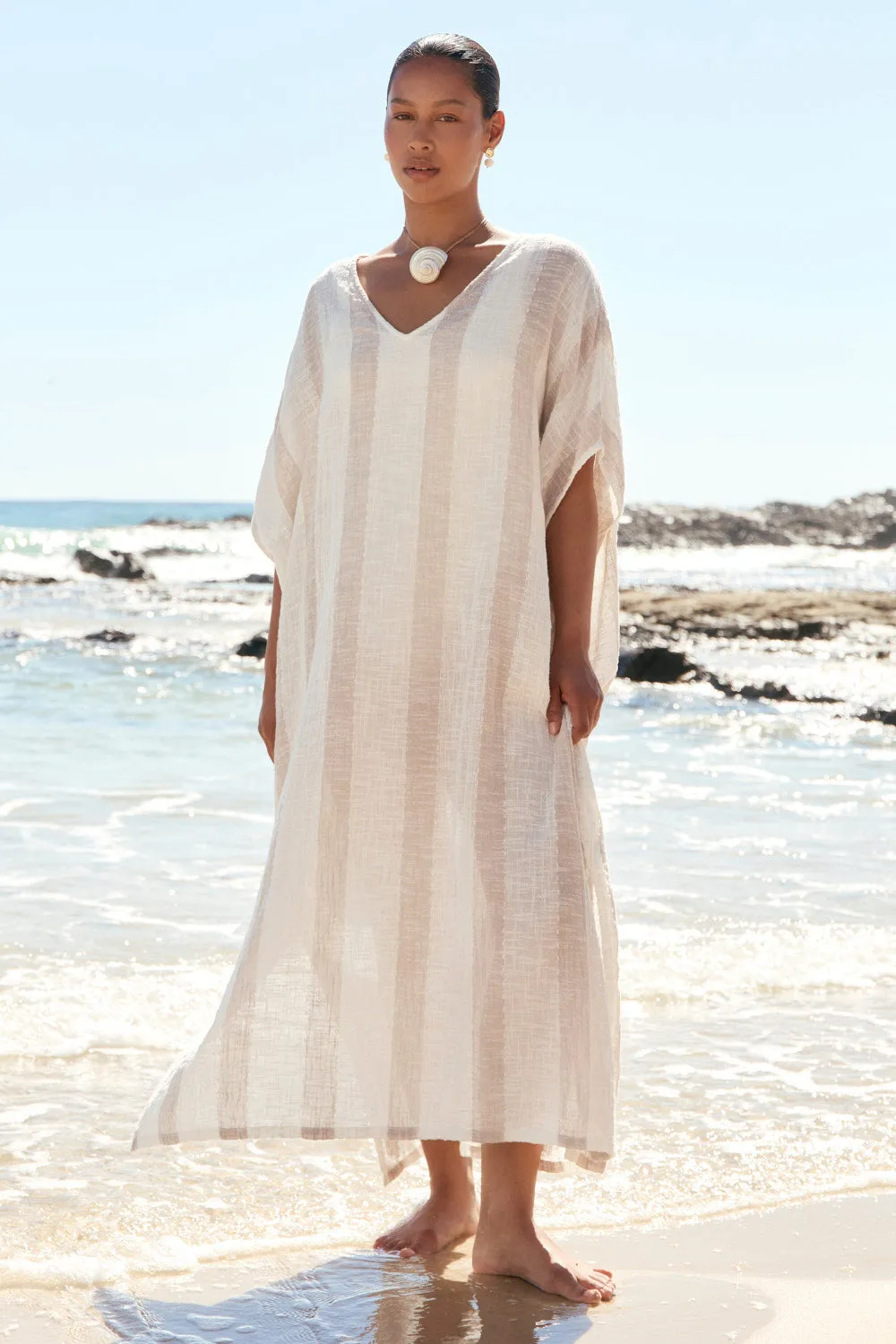 Leilani Kaftan in Natural Stripe Easy Flow Special-Edition