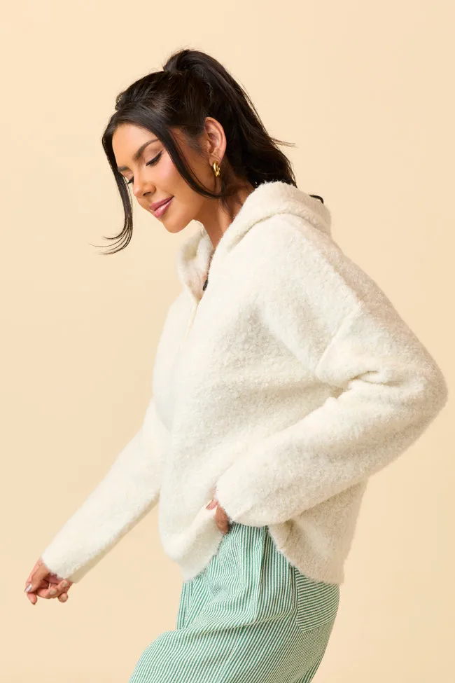 MoistureManagement Technology Leona Ivory Hooded Buttoned Sweater